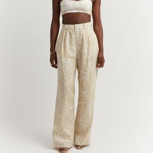 NWT MALTA BEIGE PALM LINEN PANT